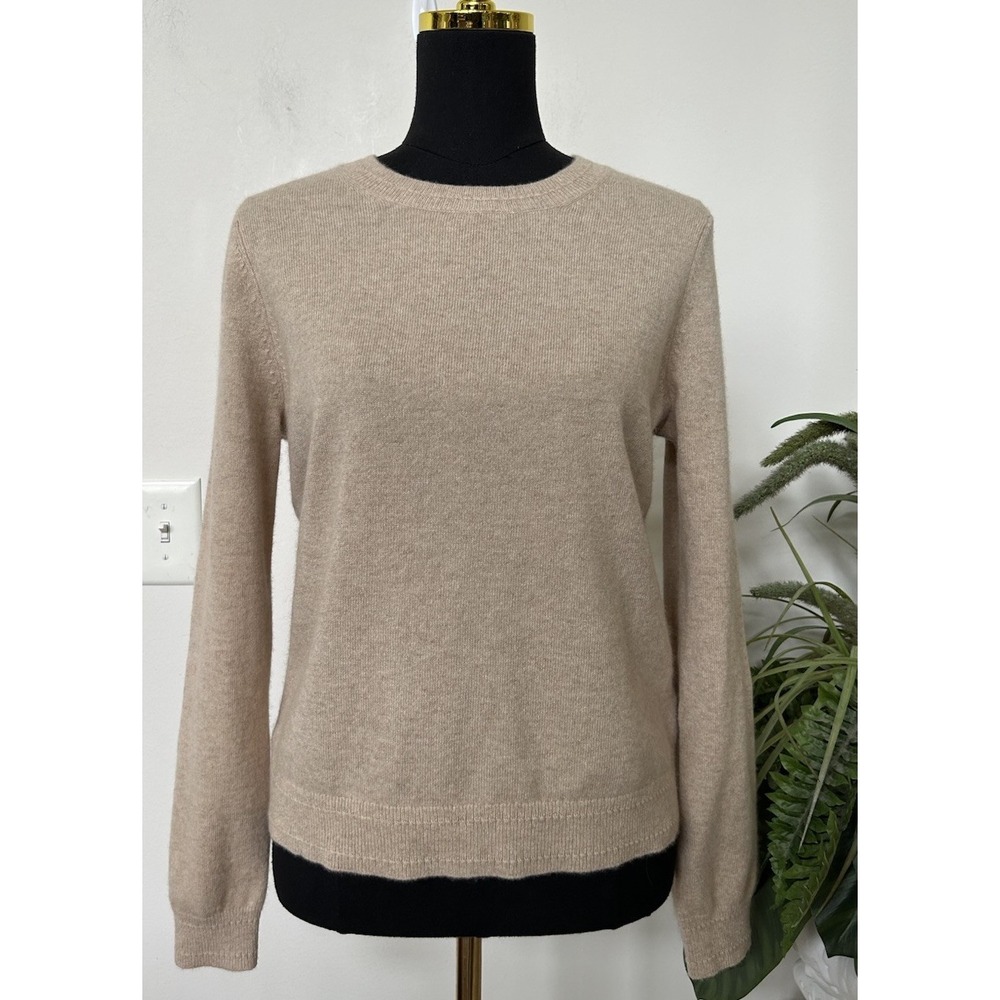 Boden Womens 100% Cashmere Tan Sweater Quiet Luxury Minimalist Capsule Tan M